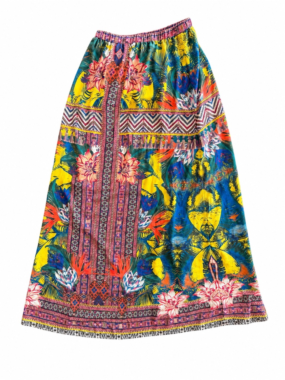 Vibrant Boho Floral Paradise Maxi Skirt Size Medium